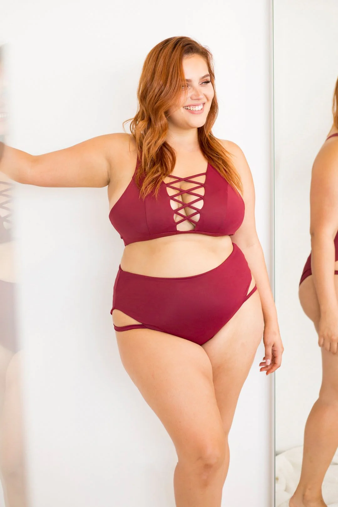 Wine Alexi Top - Criss Cross High Neck Racerback Top - Image 5