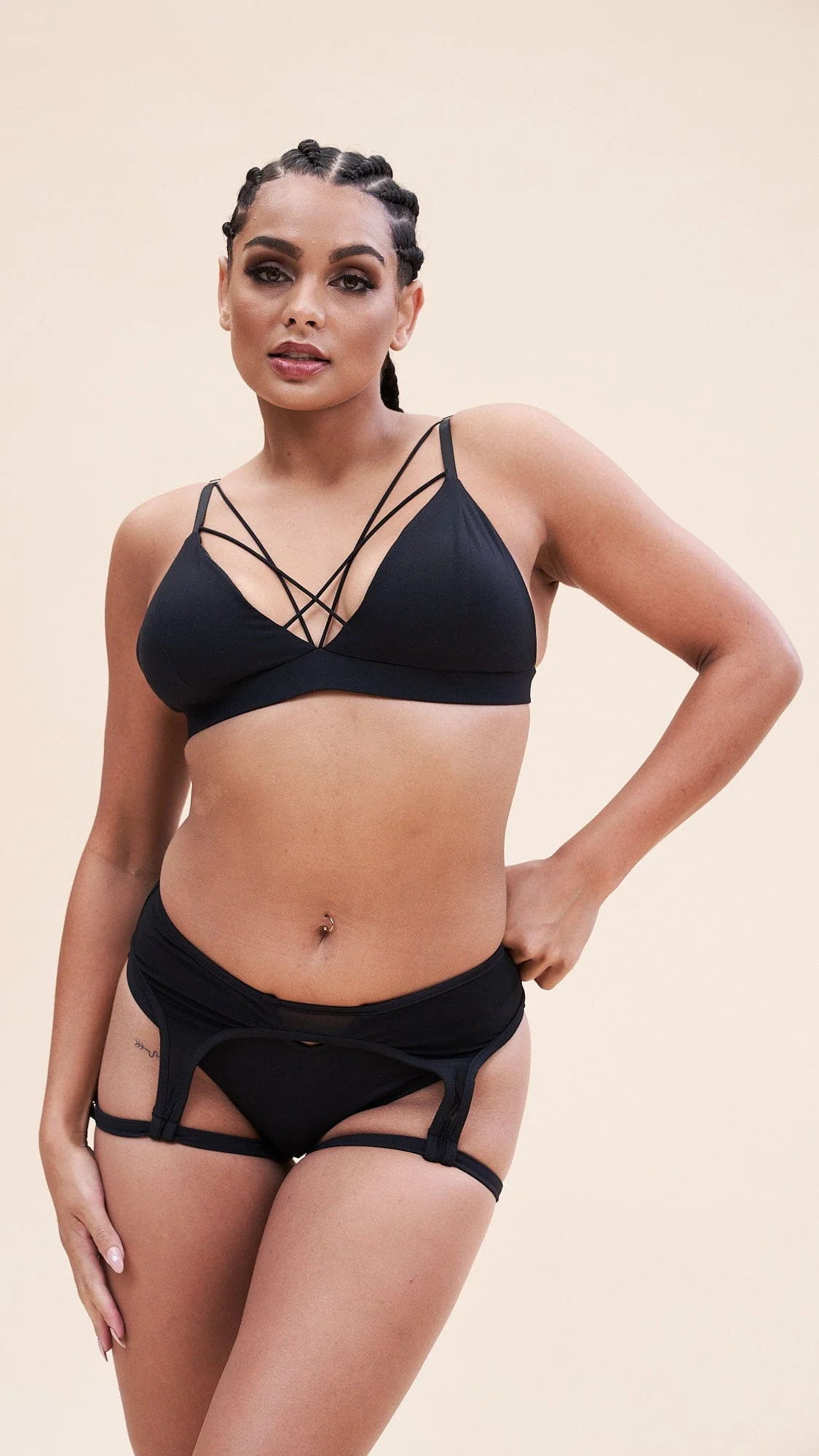 Cora Low Waist - Mesh Cut Out Garter Low Waist Bottom Recycled Black - Image 3