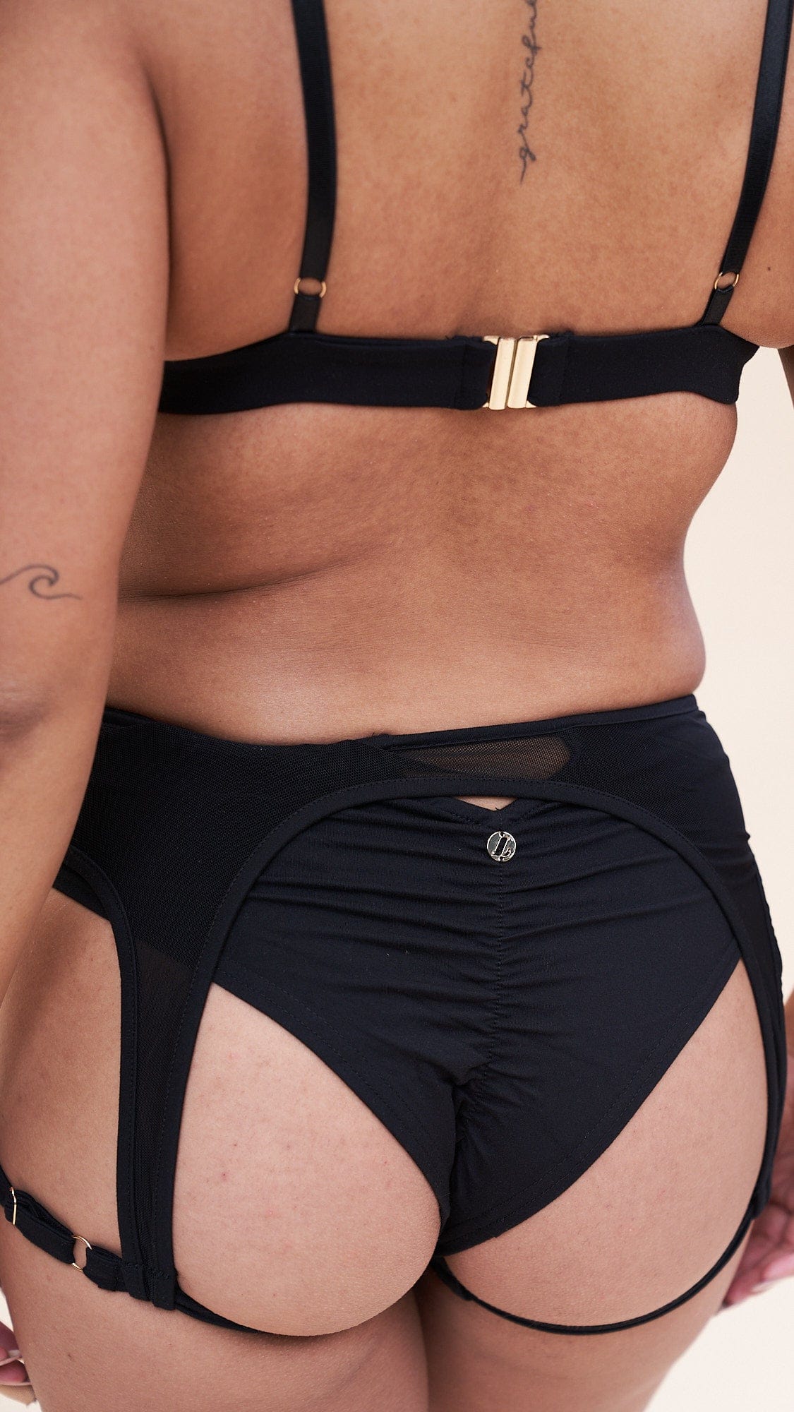 Cora Low Waist - Mesh Cut Out Garter Low Waist Bottom Recycled Black - Image 6