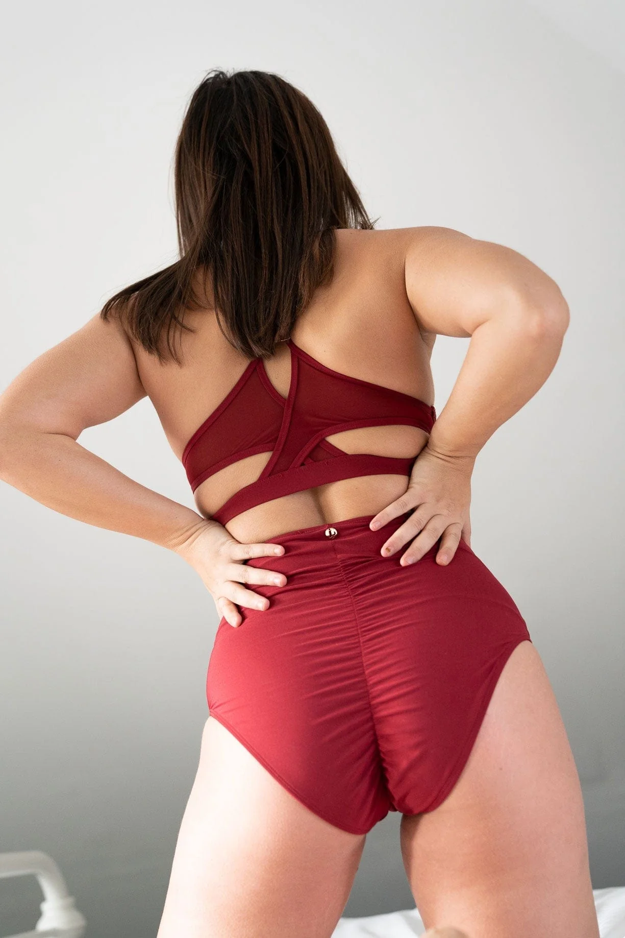 Ella High Waist Bottom - Mesh Cut Out High Waist Bottoms Recycled Wine - Image 4