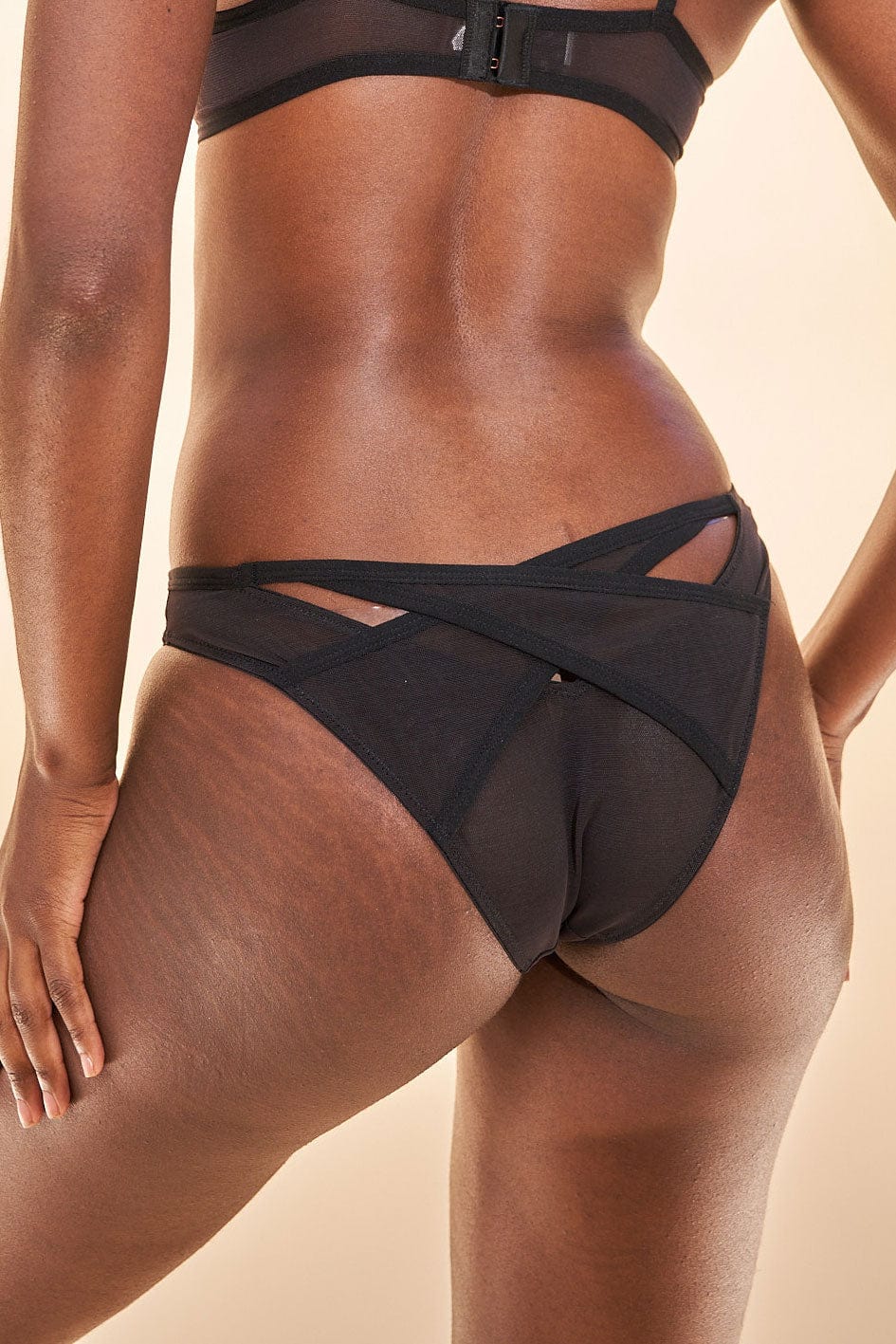 Emily Low Waist Bottom - Mesh Cut Out Brief Recycled Black - Image 5