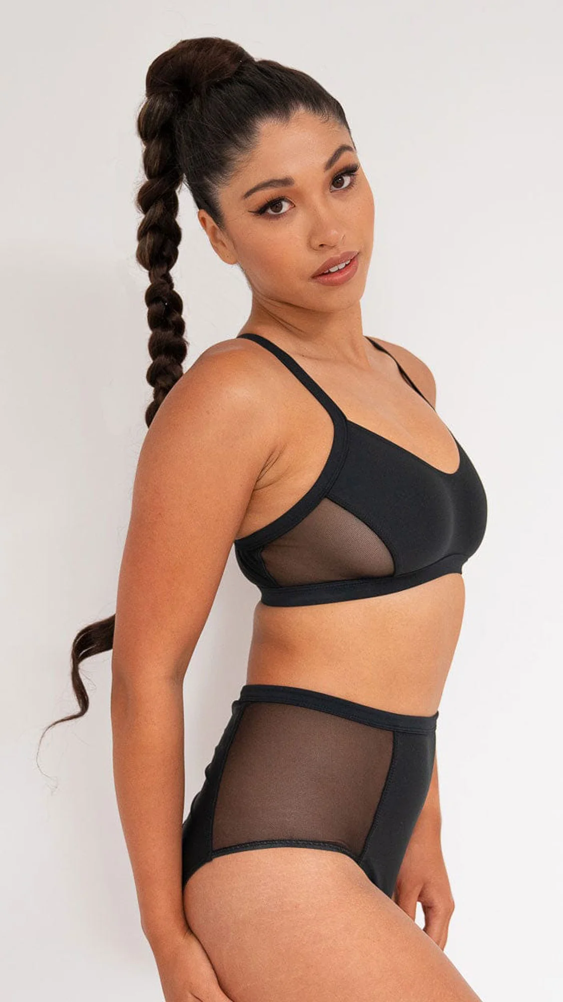 Gigi Top - Mesh Pannelled Top Recycled Black - Image 3