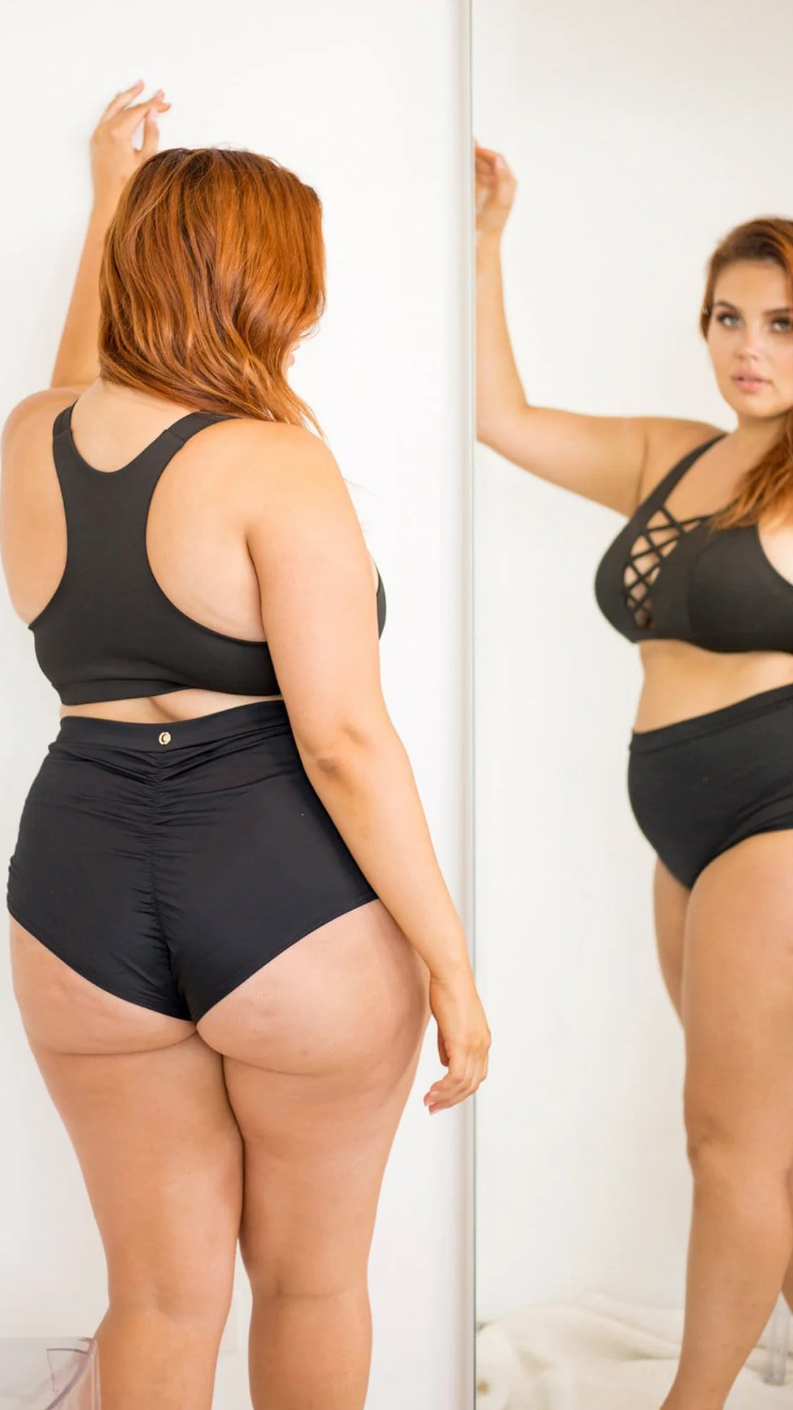 High Waist Shorts - Basic Scrunch Shorts Black - Image 4