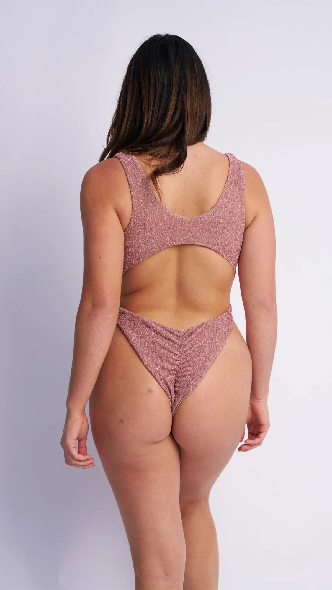 Kenzie High Cut Bodysuit Rose Gold Shimmer - Image 3