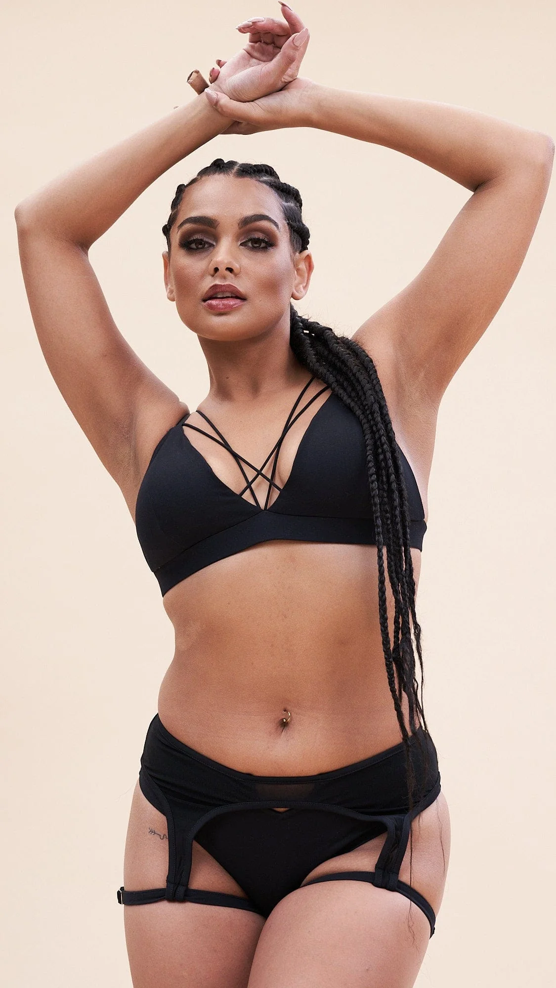 Lily Bra - Strappy Criss Cross Triangle Bra Recycled Black - Image 3