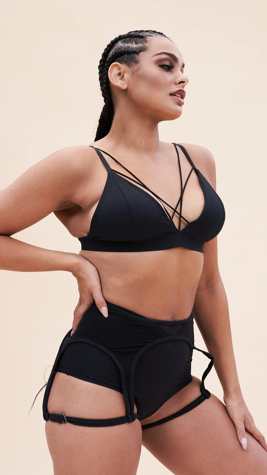 Lily Bra - Strappy Criss Cross Triangle Bra Recycled Black - Image 6