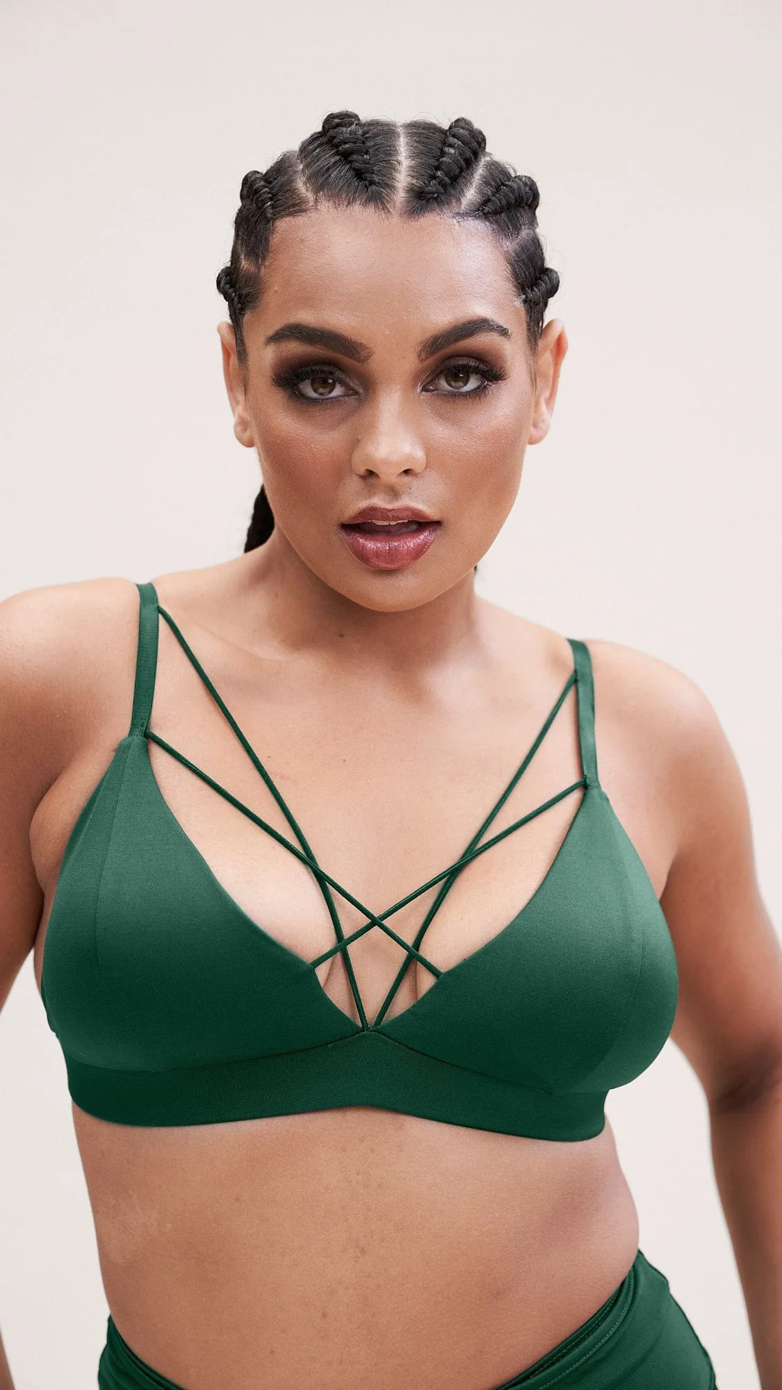 Lily Bra - Strappy Criss Cross Triangle Bra Recycled Moss Green - Image 7