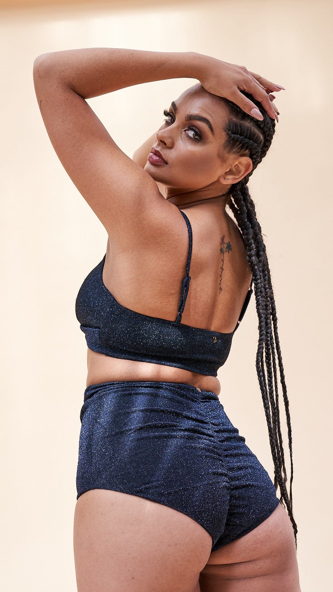 Paris High Waist - Cross Over High Waist Bottoms Midnight Shine - Image 3