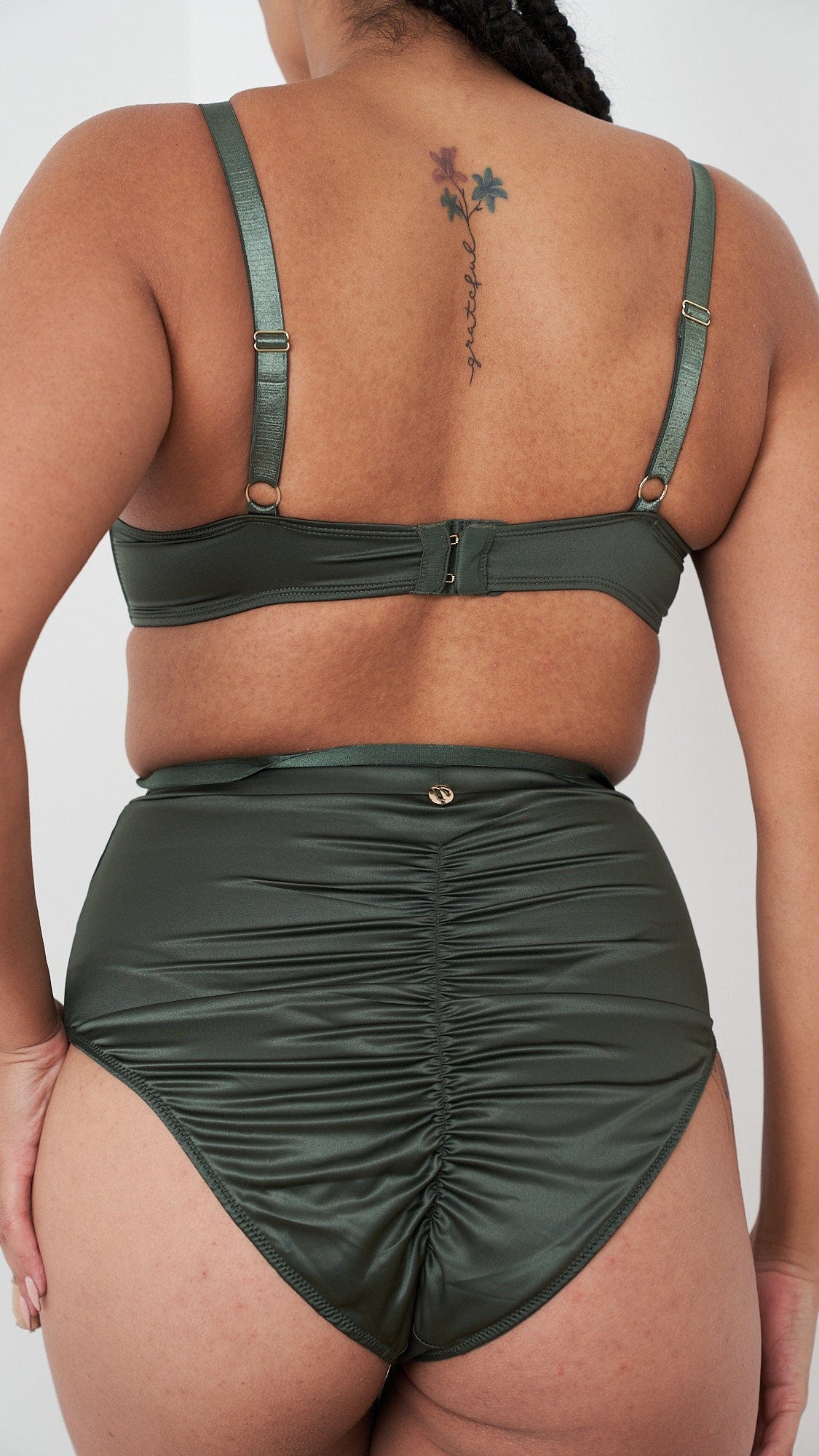 Rosie Bottom - Strappy Satin High Waist Bottom Forest Green - Image 3