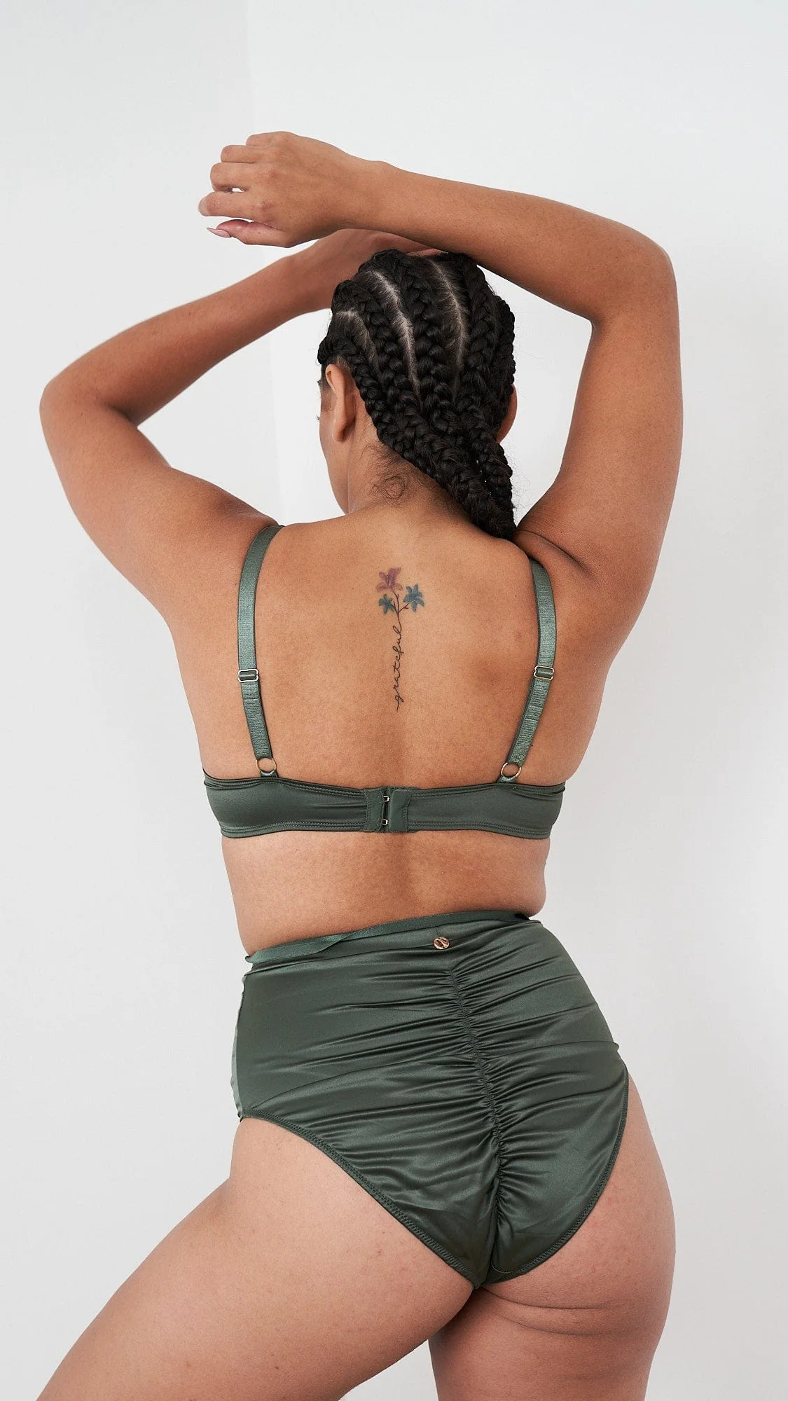 Rosie Bottom - Strappy Satin High Waist Bottom Forest Green - Image 5