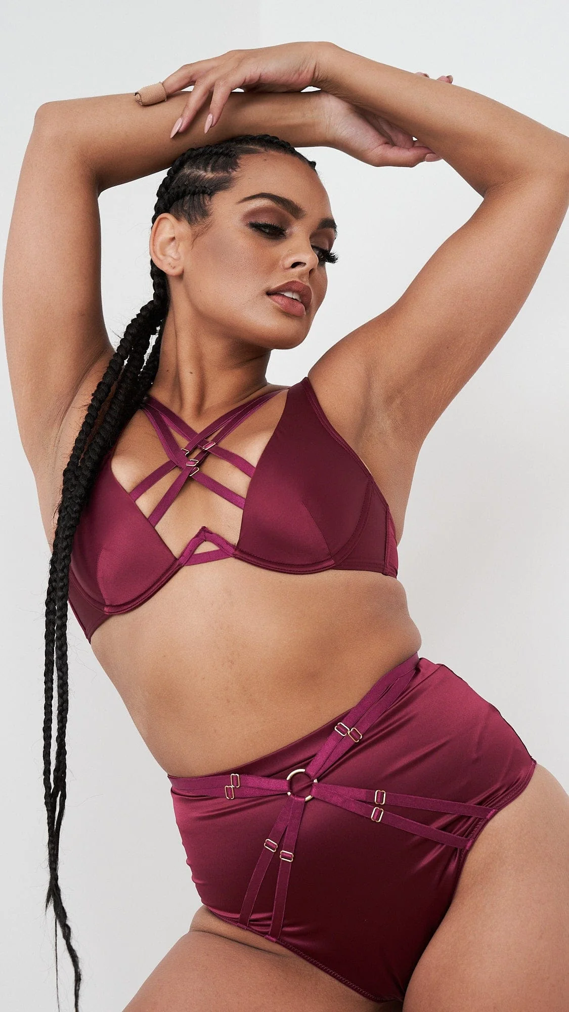 Rosie Bottom - Strappy Satin High Waist Bottom Magenta - Image 4