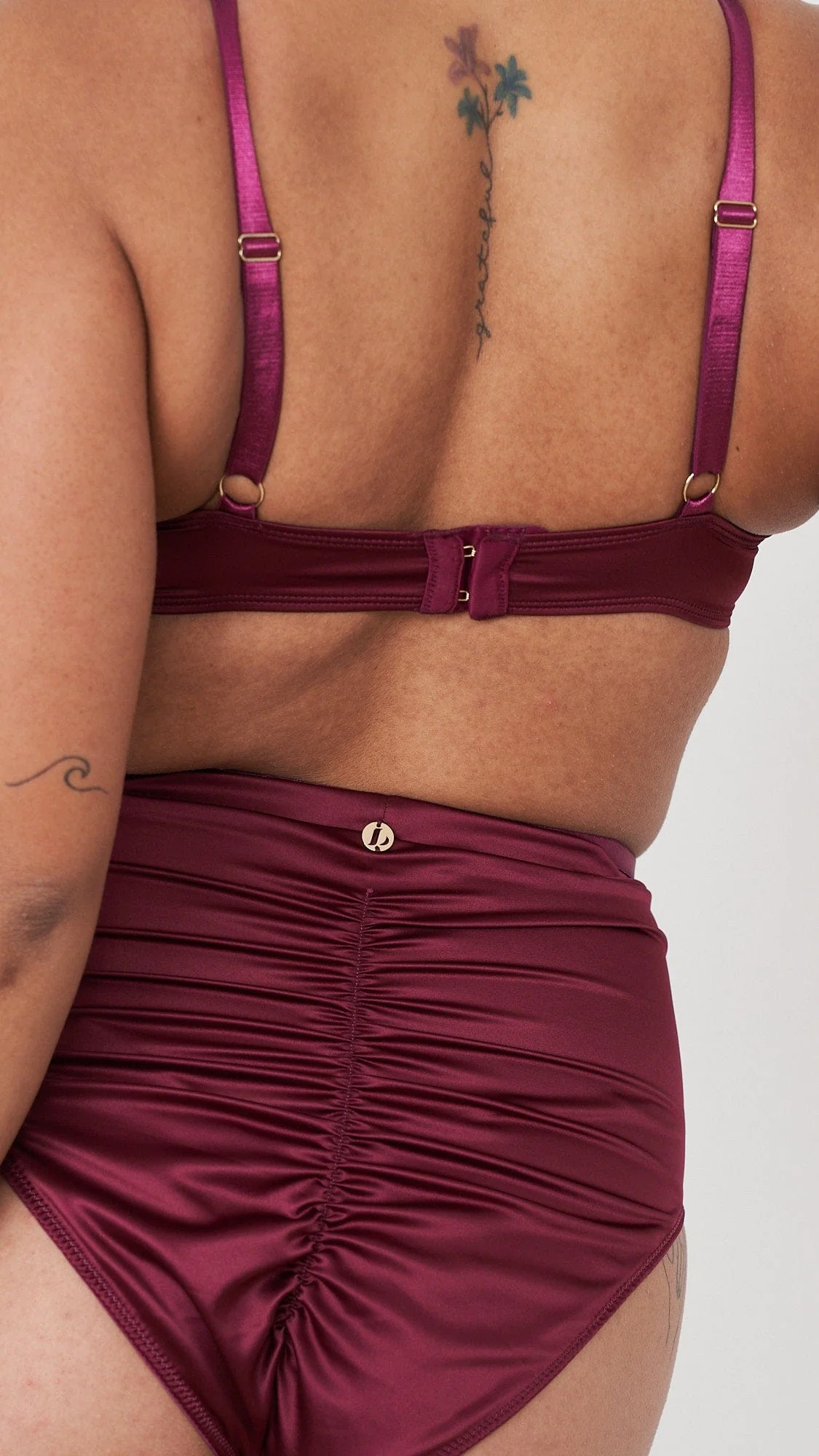 Rosie Bottom - Strappy Satin High Waist Bottom Magenta - Image 5