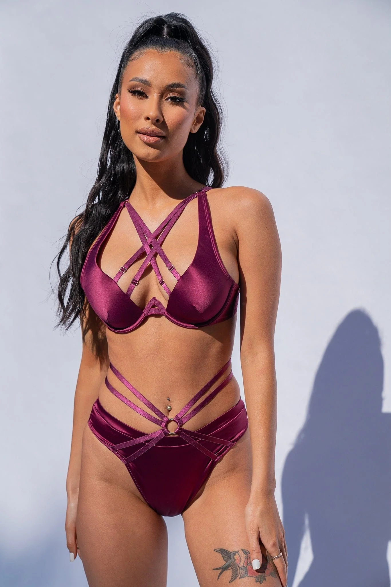 Rosie Bottom - Strappy Adjustable Low Waist Bottom Magenta - Image 3