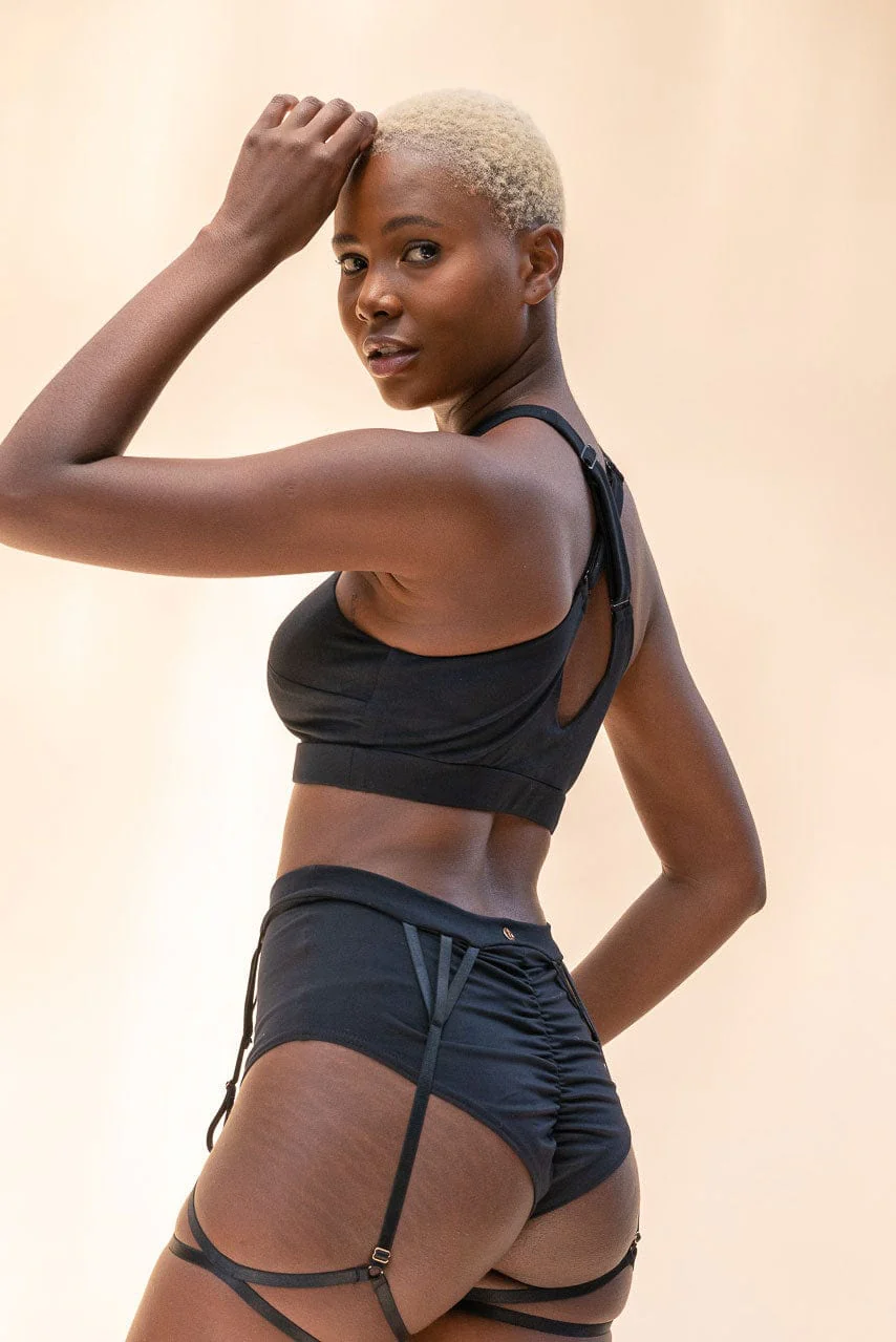 Roxy Top - Cross Over Cut Out Halter Top Black - Image 3