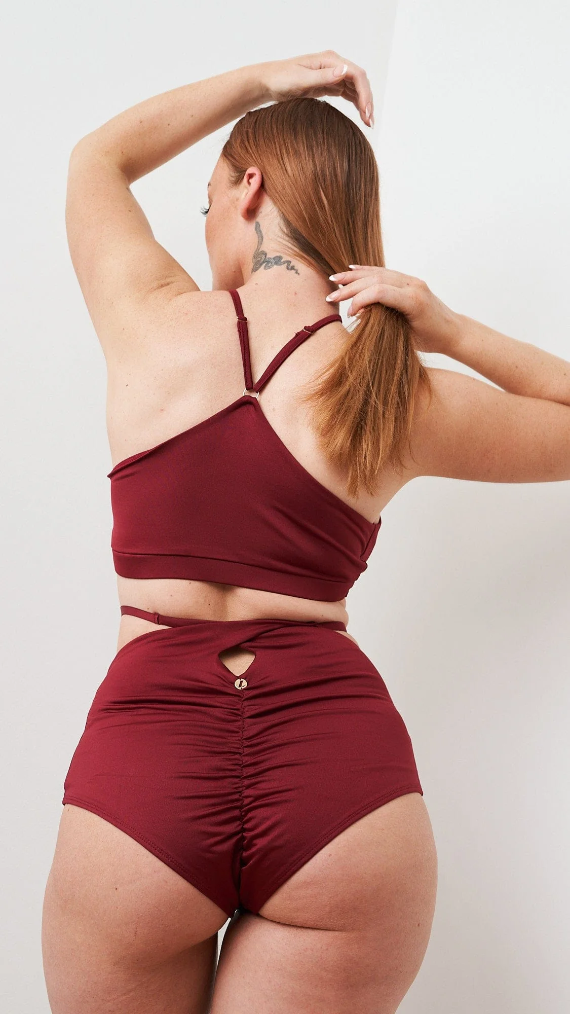 Sage Top - Cut Out Twist Halter Top Recycled Burgundy - Image 3