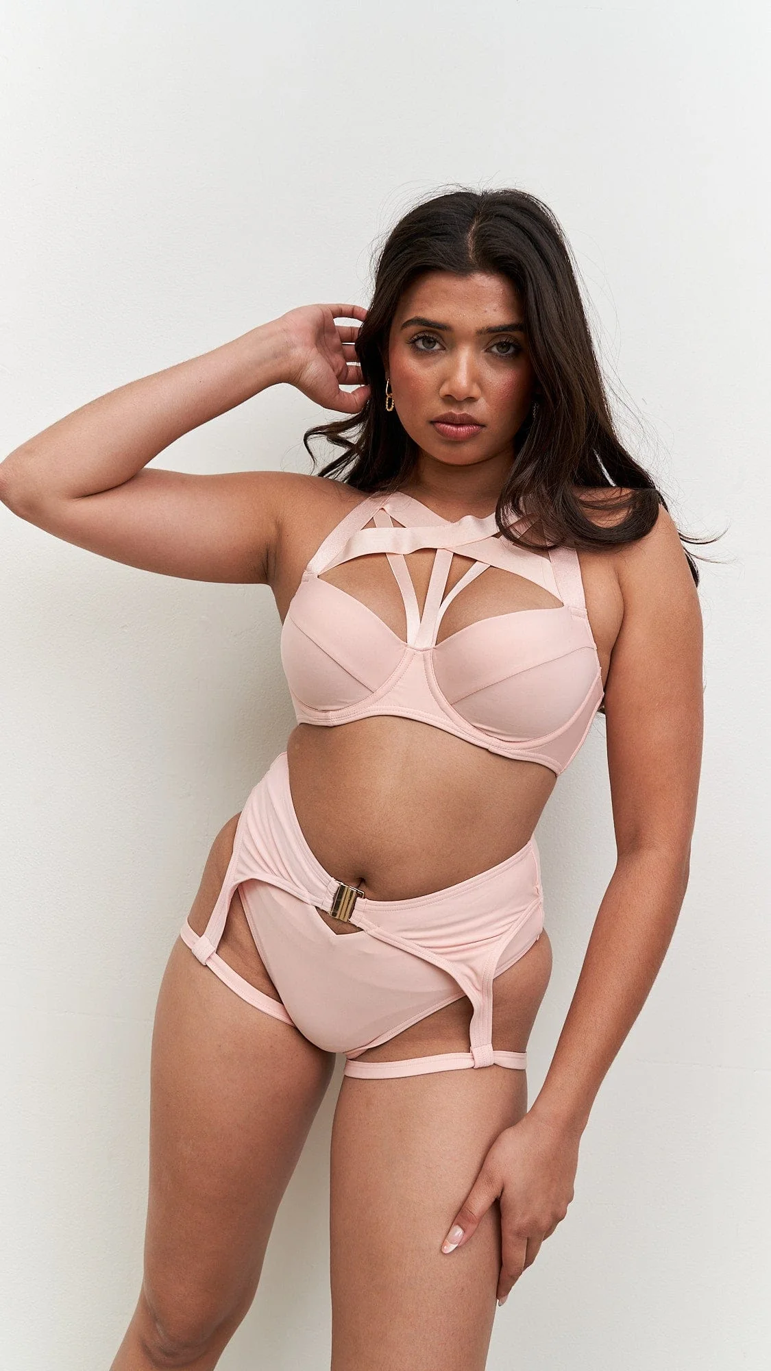 Scarlett Bra - Strappy Balconette Bra Recycled Blush - Image 3
