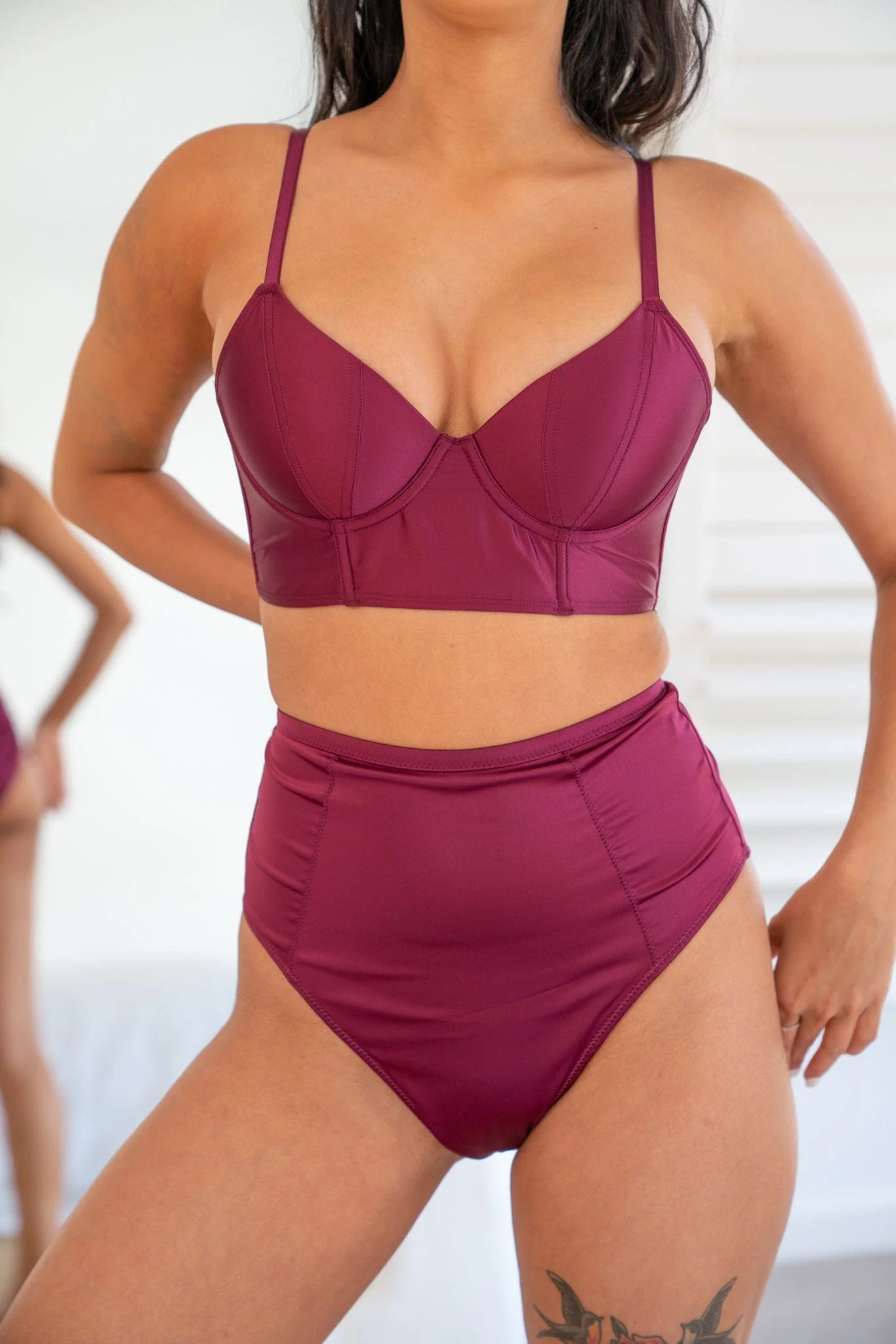 Tori Bottom - Adjustable Satin High Waist Bottom Magenta - Image 4