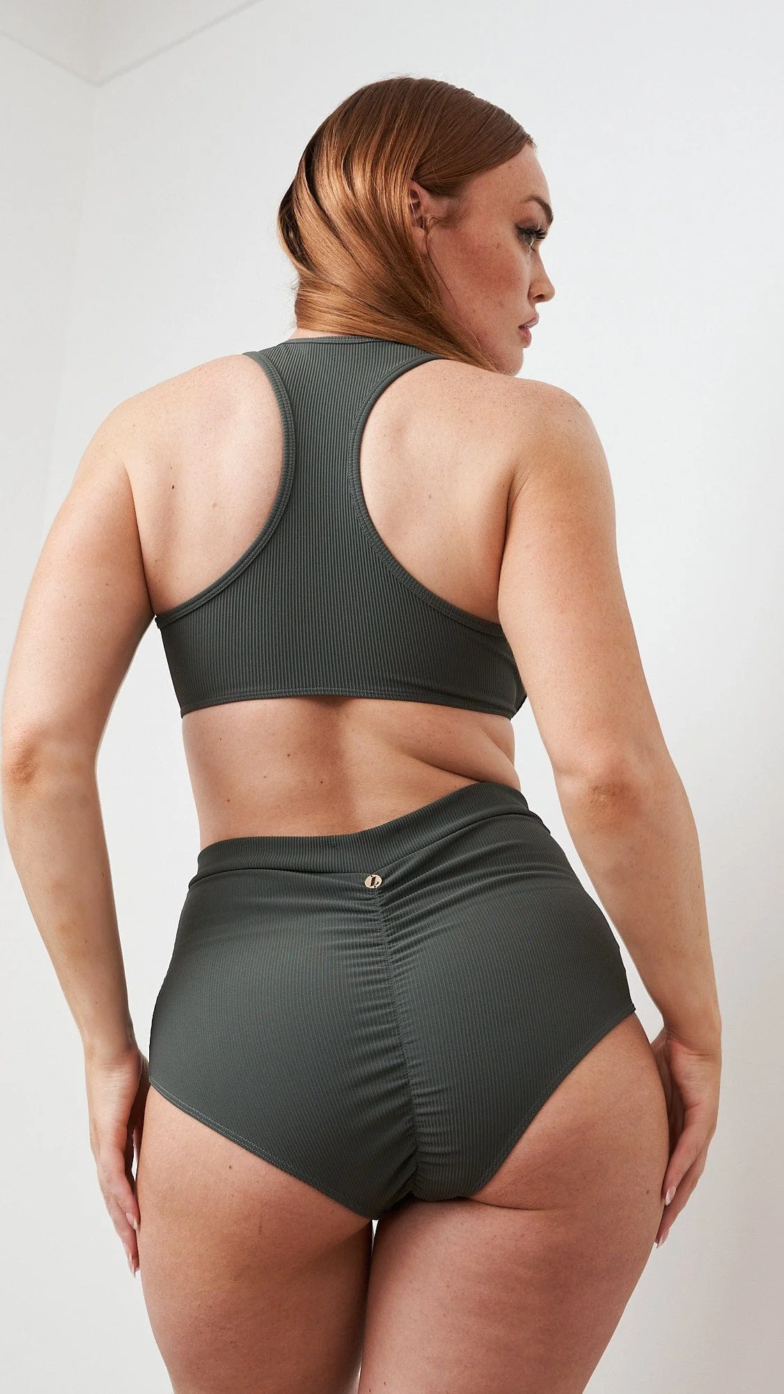 Zoey Top - Ribbed Underwire Crop Olive - Image 6