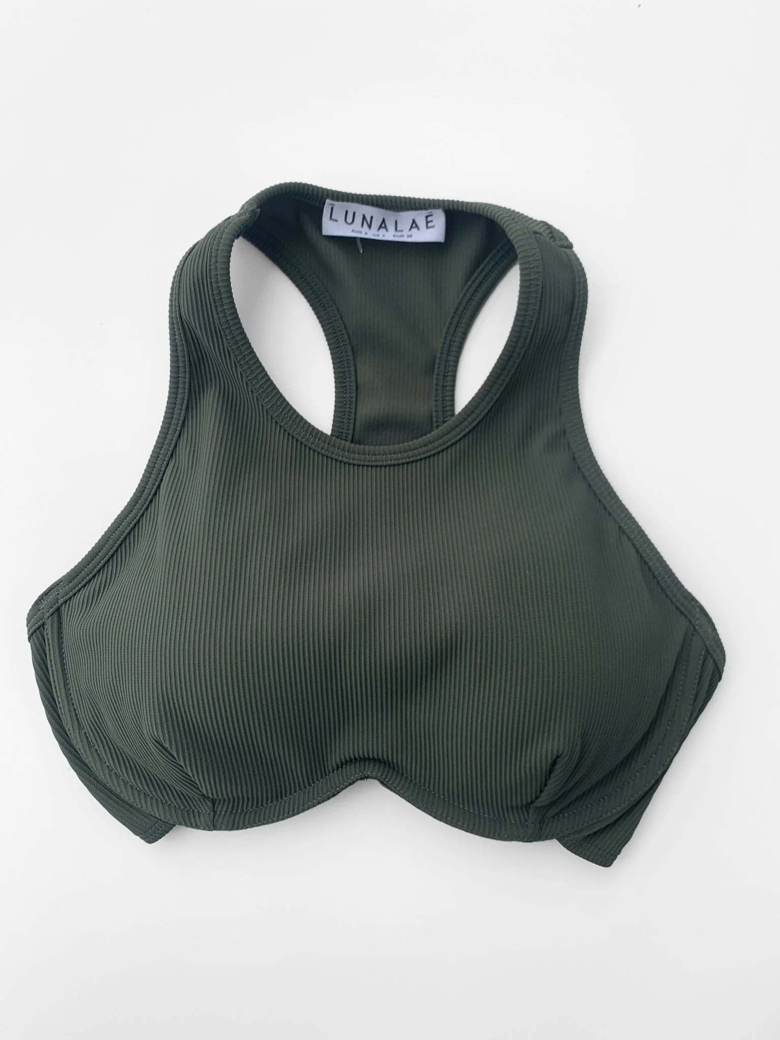 Zoey Top - Ribbed Underwire Crop Olive - Image 9